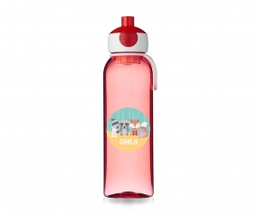 Personalised Campus Pop-Up Drinking Bottle Red Animals 500ml