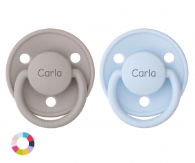 Personalised Soother BIBS Grey/Baby Blue
