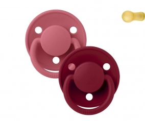 2 BIBS Soothers De Lux Coral/Ruby
