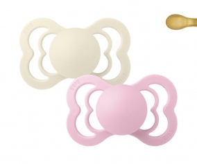 2 Chupetes BIBS Supreme Ivory/Baby Pink Ltex