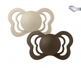 2 Chupetes BIBS Couture Vanilla/Mocha Silicona