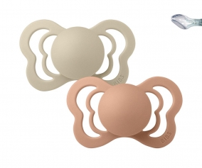 2 Chupetes BIBS Couture Vanilla/Peach Silicona