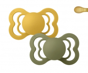 2 BIBS Supreme Soothers Honey Bee/Olive Latex