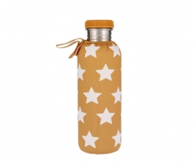 Personalised Steel Bottle with Mustard Stars Neoprene Cover 750ml
