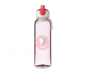 Personalised Campus Pop-Up Drinking Bottle Pink Unicorn 500ml