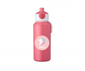 Personalised Campus Pop-Up Drinking Bottle Pink Unicorn 400ml