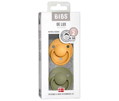 2 Chupetes BIBS De Lux Honey Bee/Olive