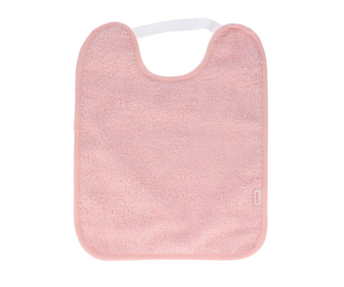 Laminated Towel Bib with Elastic Blush