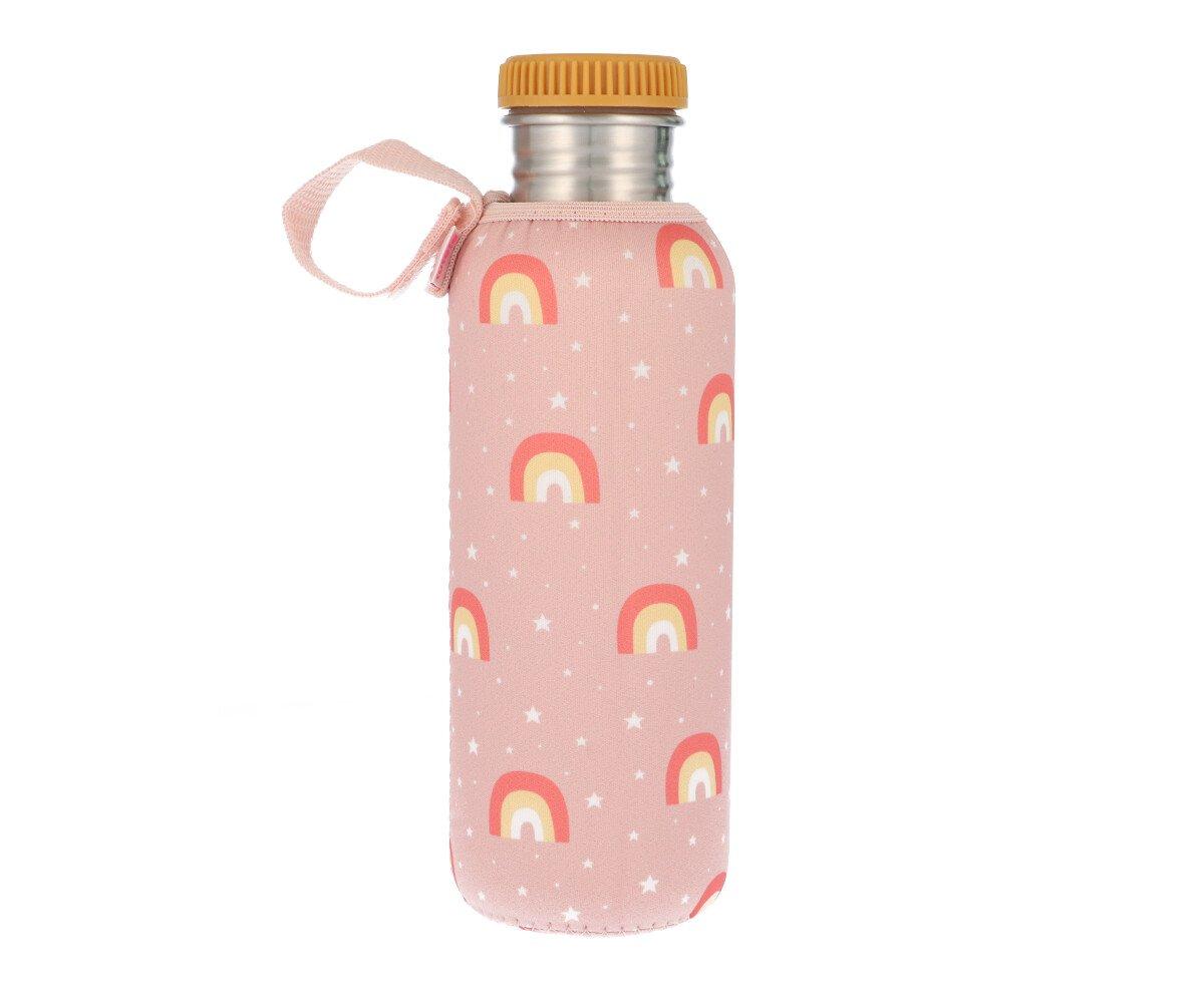 Botella Acero con Funda Arcoiris Rosa Personalizable 750ml