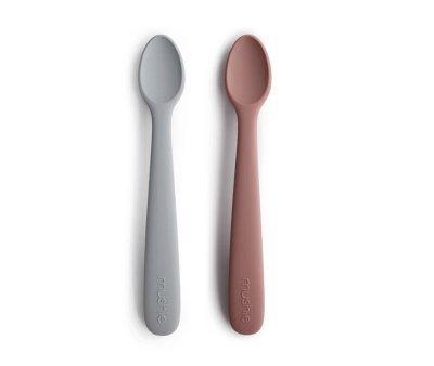 2 Cucharas Silicona Mushie Baby Stone/Cloudy Mauve