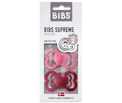 2 Chupetas BIBS Supreme Coral/Ruby Silicone
