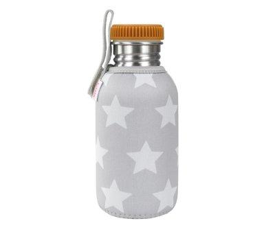 Bottiglia Acciaio Fodera Personalizzabile Stelle Grigio-Tappo Senape 500ml