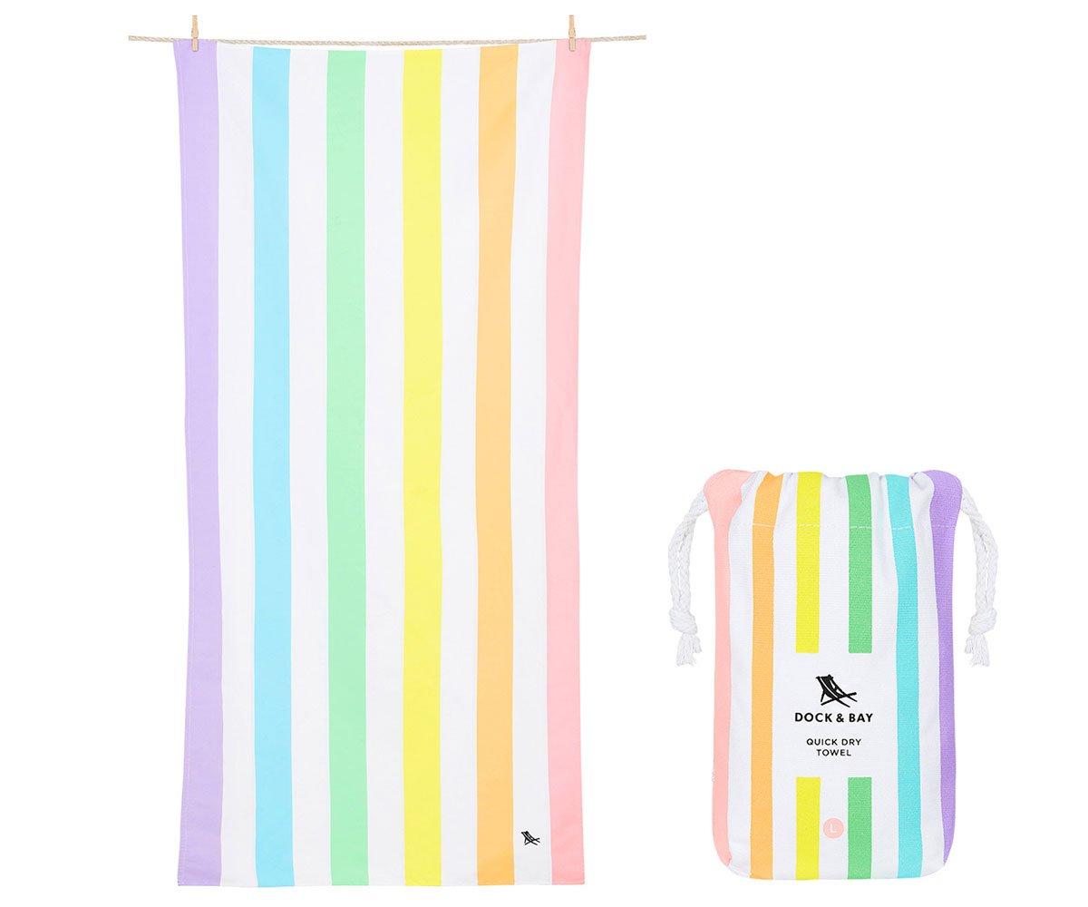 Personalised Large Beach Towel Microfiber Summer Rainbow Pastel