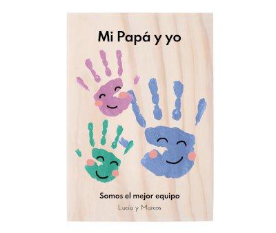 Tabla de Madera Personalizable Para Huellas Mi Pap y Yo