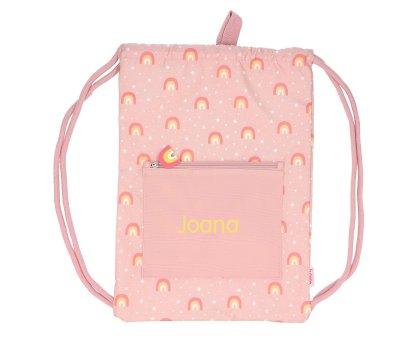Mochila Saco Impermeable Arcoiris Rosa Personalizable