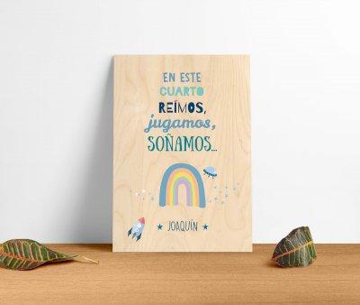 Tabla de Madera Personalizada Arcoiris