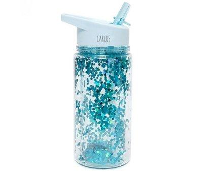 Botella Tritn Purpurina Dusty Aqua Personalizable