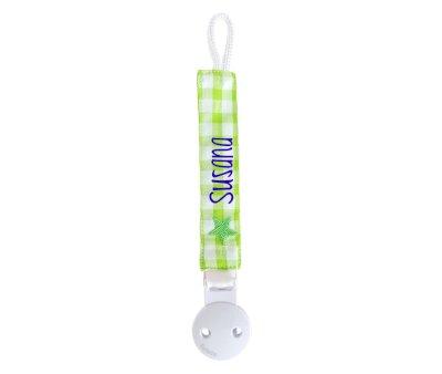 Sujetachupetes Personalizado Vichy Star Pistacho