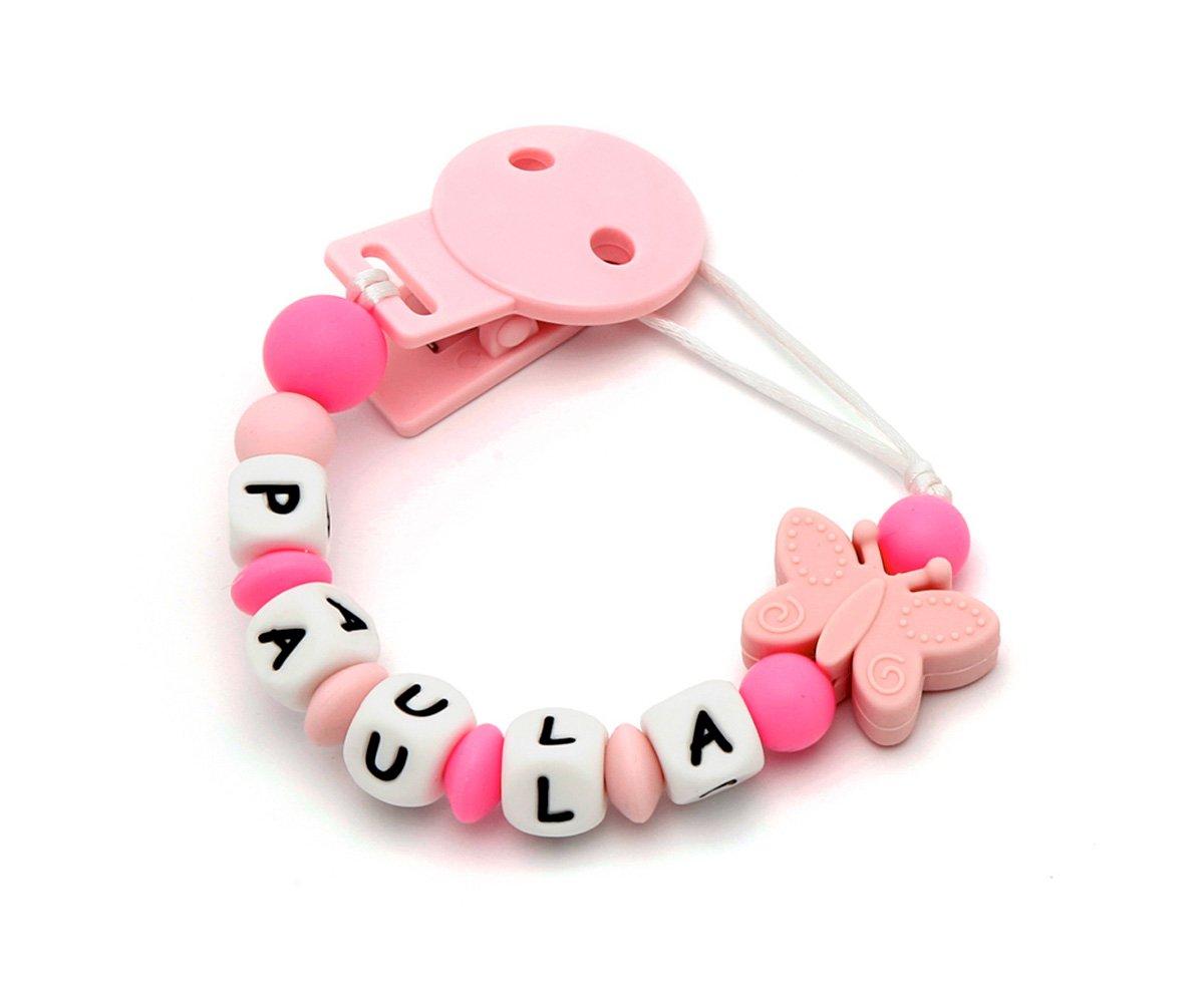 Porta Chupeta Silicone Personalizado Fucsia Butterfly