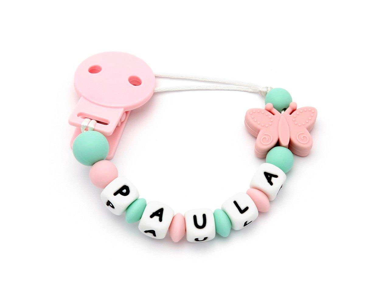 Portaciuccio Dentarello Silicone Personalizzato Farfalla Mint