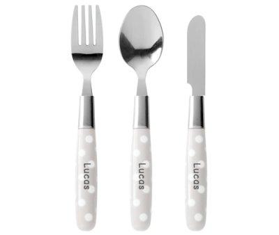 Couverts Personnalisables  Pois Gris