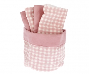 Panier avec bavoirs Vichy Pink Personnalisable