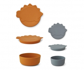Set 2 Lunch Box Olav Dino Blue Wave/Mustard Mix