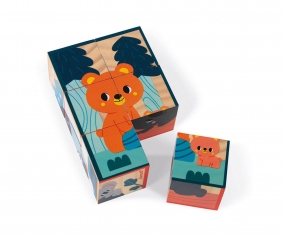 6 Cubos de Madera Animales