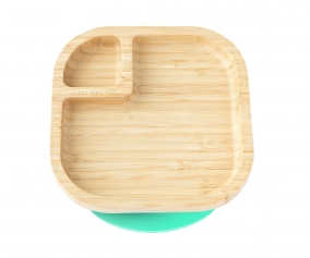 Classic Bamboo Plate with Suction Base Green