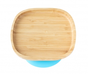 Toddler Bamboo Plate with Suction Base Blue