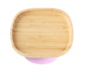 Toddler Bamboo Plate with Suction Base Pink