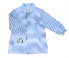Grembiulino Seber Bottoni Personalizzabile Little Monsters Azzurro