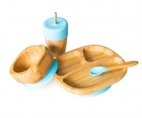 Set Stoviglie Ventosa Eco Bamb Toddler Azzurro
