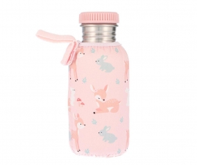 Personalised Steel Bottle with Pink Rainbow Neoprene Cover 500ml