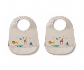2 bavoirs en silicone Tilda Safari