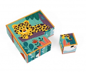 9 cubes en carton animaux