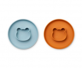 2 Platos Gordon Mr Bear Sea Blue/Mustard Mix