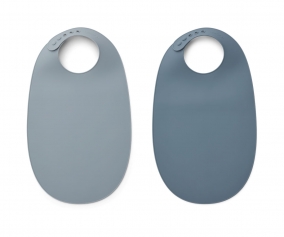 2 Baberos Silicona Ilana Blue Mix