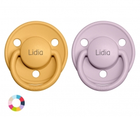 2 Chupetas Personalizadas Bibs De Lux Honey Bee/Dusty Lilac