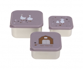 Set 3 Snackbox Acciaio Tiny Farmer Malva