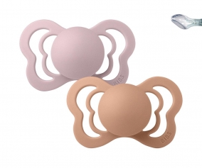 2 Chupetes BIBS Couture Pink Plum/Peach Silicona
