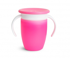 Taza Antigoteo con Asas Miracle 360 con Tapa Rosa 200ml