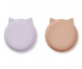 2 Platos Olivia Cat Light Lavender Rose Mix