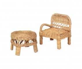 Sedia e Tavolo Bambole Fabelab Rattan