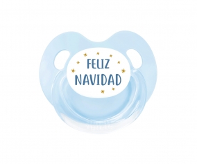 Chupete Retro Azul Feliz Navidad Estrellas