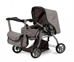 Carrito con Capazo para Muecas Gris