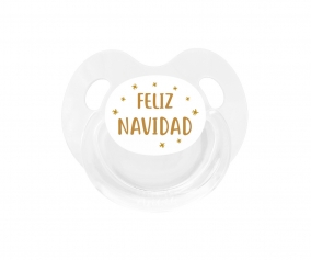 Chupete Retro Blanco Feliz Navidad Estrellas