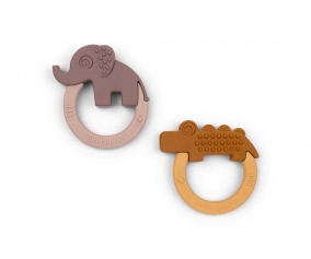 Set 2 Massaggiagengive Silicone Friends Deer Senape/Rosa