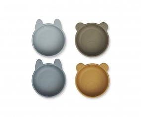4 Ciotole Silicone Iggy Golden Caramel/Blue Multi Mix