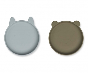 2 Platos Olivia Blue Fog/Khaki Mix